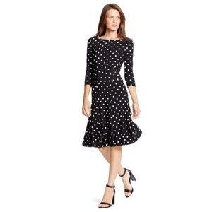Lauren Ralph Lauren Scalloped Polka Dot Dress Black- Size 6